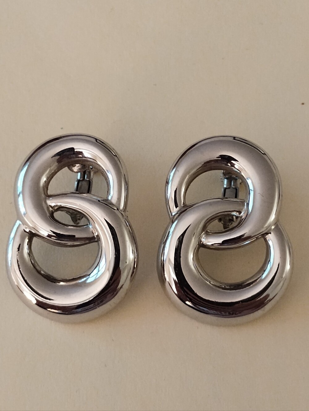 Vintage Napier Silver Tone Love Knot Screw Back Closure Earrings